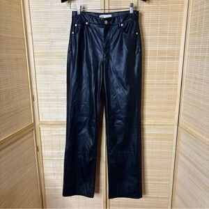 Zara Black Leather-Style Trousers size 4